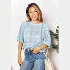 Trendsi women's round neck knit top in light blue, perfect for casual summer outfits