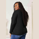Trendsi women's black round neck long sleeve top with a relaxed fit for casual wear