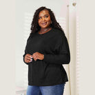 Trendsi Women's Round Neck Long Sleeve Top in Black with a Comfortable Fit and Stylish Design