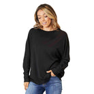Trendsi Women's Round Neck Long Sleeve Top in Black for Casual Wear and Comfort