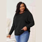 Trendsi Women's Round Neck Long Sleeve Top in Black for Stylish and Comfortable Everyday Wear