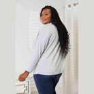 Trendsi Women's Round Neck Long Sleeve Top in Gray with Relaxed Fit and Long Sleeves