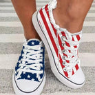Women's Shoes Round Toe Casual Shoes Star Striped Lace Up Sneakers