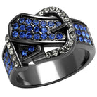 VacationGrabs royal belt style ring adorned with blue and clear crystals for a stylish look