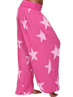 Trendsi Women's Ruched Full Size Pants in Pink with White Star Print for Comfortable Casual Wear