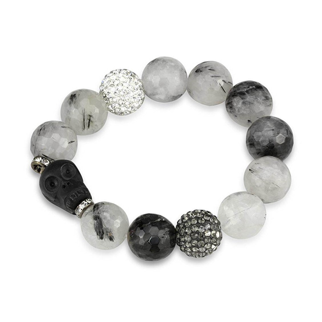 VacationGrabs ruthenium brass bracelet with synthetic onyx and unique bead designs for stylish elegance