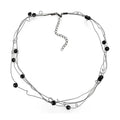 Twisted ruthenium white metal necklace with black beads for an elegant and modern look
