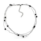 Twisted ruthenium white metal necklace with black beads for an elegant and modern look