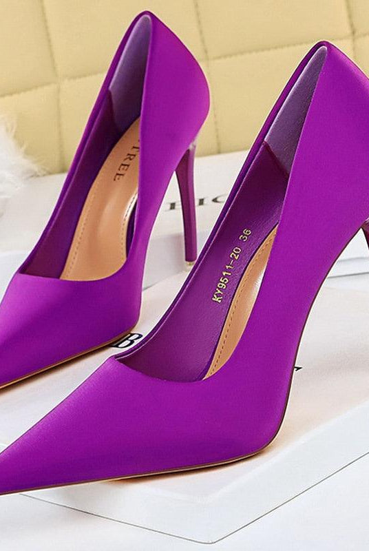 Women's Shoes - Heels Satin Pumps Purple High Heels Stiletto Party Shoes