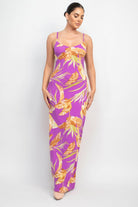 Women's Dresses Scoop Tropical Print Maxi Dress Bright Purple