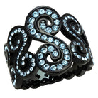 Elegant black ring adorned with sparkling sea blue crystal ring for stylish women