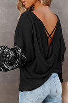 Women's Shirts Sequin Waffle-Knit Blouse