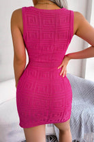 Trendsi sexy knit club dress in vibrant pink with a fitted design and textured pattern