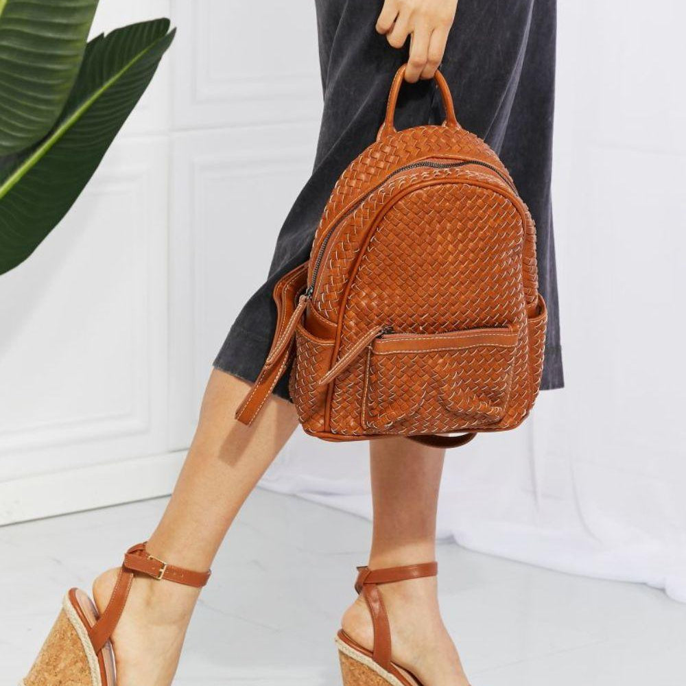Luggage & Bags - Backpacks Shomico Certainly Chic Faux Leather Woven Backpack