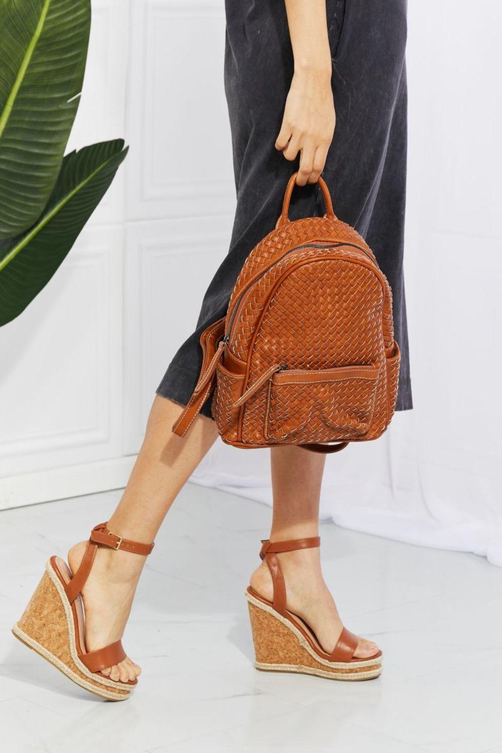 Luggage & Bags - Backpacks Shomico Certainly Chic Faux Leather Woven Backpack