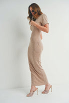 Women's Dresses Short Sleeve Maxi Dress - Mocha