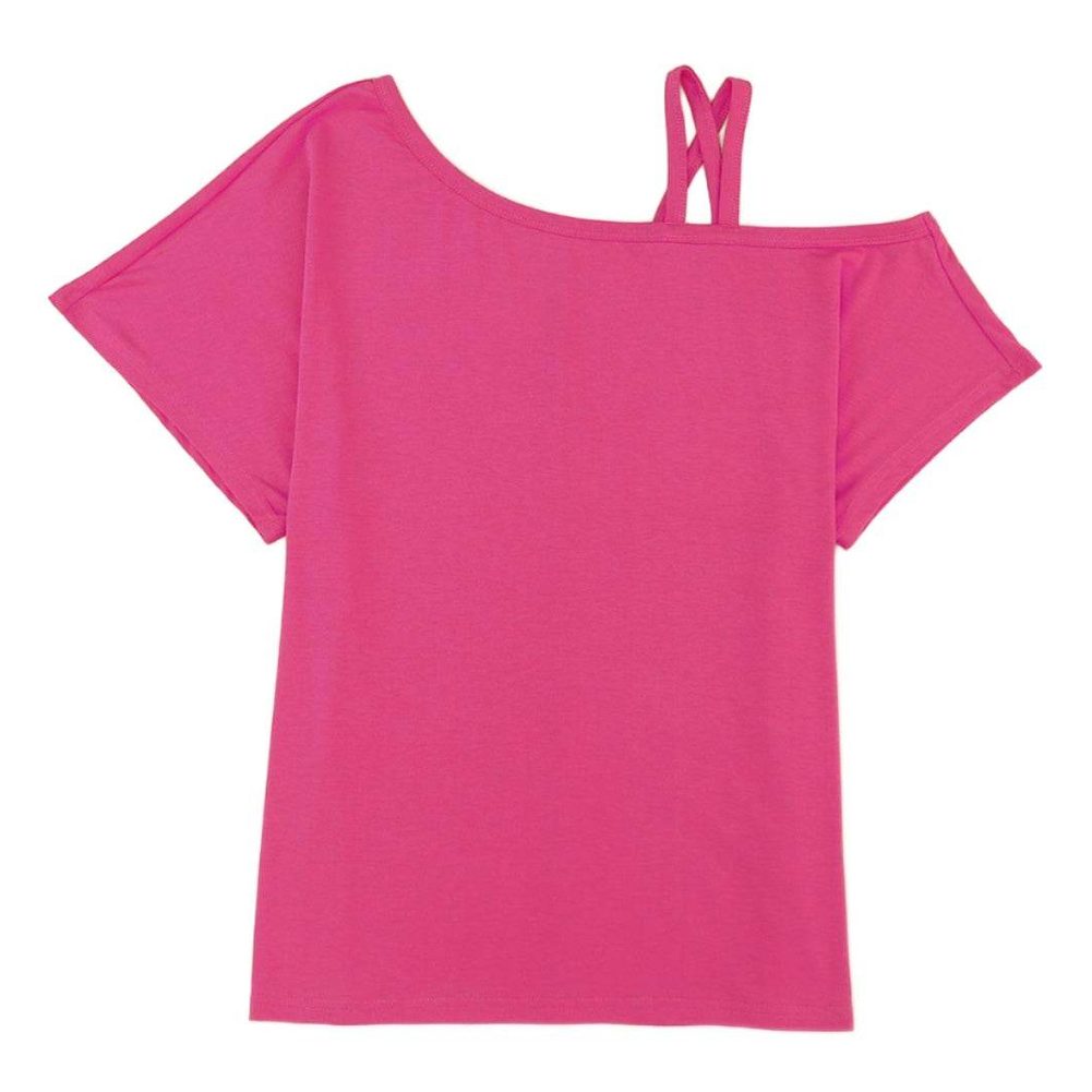 Trendsi Women's Short Sleeve Summer Top in Bright Pink with Stylish Shoulder Straps