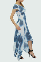 Women's Dresses Short Sleeve Tie Dye Print Dress Blue