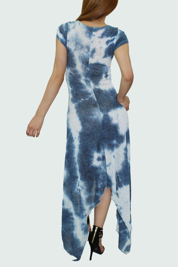 Women's Dresses Short Sleeve Tie Dye Print Dress Blue