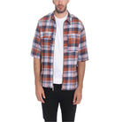 VacationGrabs short sleeve zip flannel shirt in plaid design, perfect for casual outings