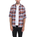 VacationGrabs short sleeve zip flannel shirt in plaid design, perfect for casual outings