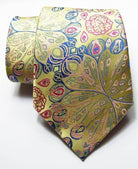 Elegant silk paisley necktie in yellow and multicolor floral design for stylish men's accessories