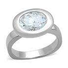 Elegant silver engagement ring for women featuring a sparkling oval-cut gemstone setting
