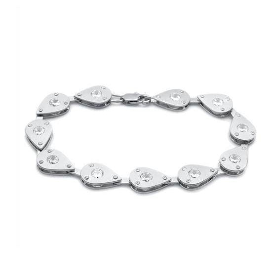 Elegant silver fashion bracelet for travel outfits with sparkling crystals for a chic look
