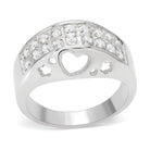 Silver heart ring for women with sparkling stones and heart cutout design