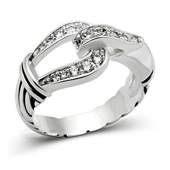 Elegant silver knot engagement ring with sparkling accents for a timeless look