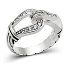 Elegant silver knot engagement ring with sparkling accents for a timeless look