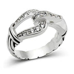 Elegant silver knot engagement ring with sparkling accents for a timeless look