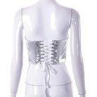 Women's Clubwear Silver Metallic Strapless Corset Top Women Sexy Pu Leather