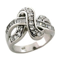 Elegant silver ring for women with crystals featuring a twisting design and sparkling accents