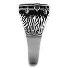 Stylish silver stainless steel ring with unique textured design for men