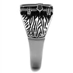 Stylish silver stainless steel ring with unique textured design for men