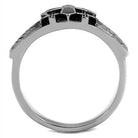 Silver stainless steel ring with intricate design and polished finish for men's jewelry collection