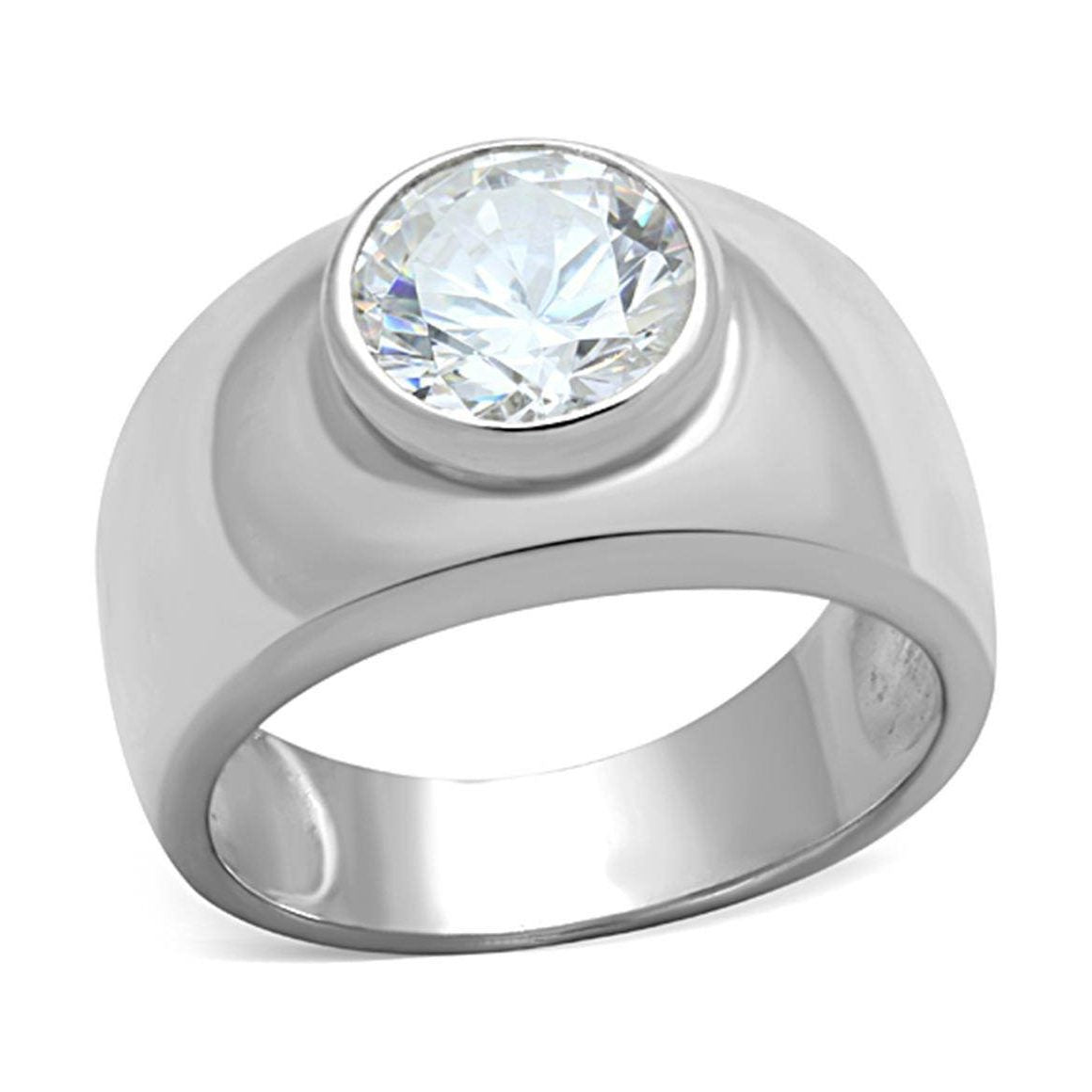 Stylish silver statement ring for women featuring a large sparkling gemstone centerpiece