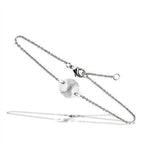Silver tone bead bracelet featuring a clear crystal accent for a stylish touch