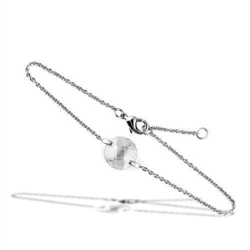 Silver tone bead bracelet featuring a clear crystal accent for a stylish touch