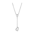 Elegant silver tone brass necklace for women featuring a heart pendant with sparkling accents