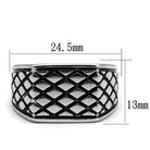 Stylish silver tone epoxy mens ring with a unique lattice design and precise dimensions