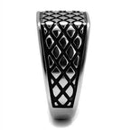 Stylish silver tone epoxy mens ring with a unique diamond pattern for modern fashion