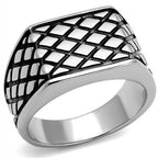 Silver tone epoxy mens ring with a unique textured design for stylish appearance