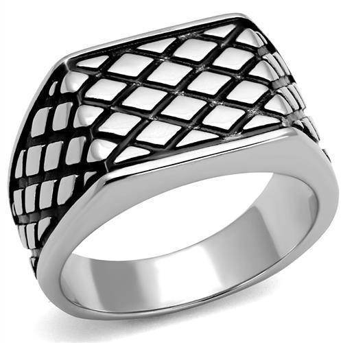 Silver tone epoxy mens ring with a unique textured design for stylish appearance