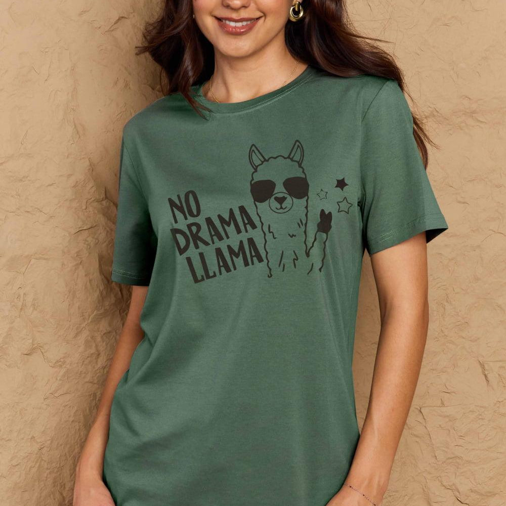 Women's Shirts Simply Love Full Size No Drama Llama Graphic Cotton Tee