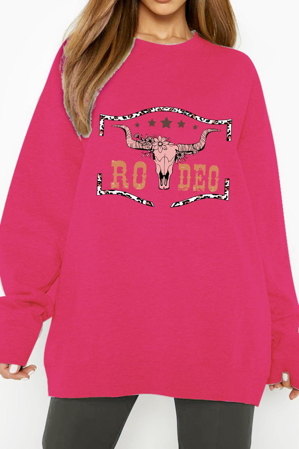 Women's Sweatshirts & Hoodies Simply Love Full Size Round Neck Dropped Shoulder Rodeo Graphic Sweatshirt