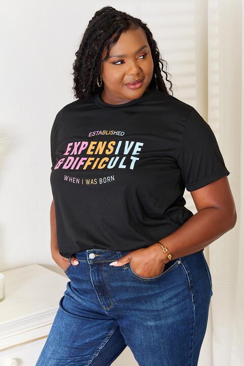 Women's Shirts Simply Love Slogan Graphic Cuffed Sleeve T-Shirt