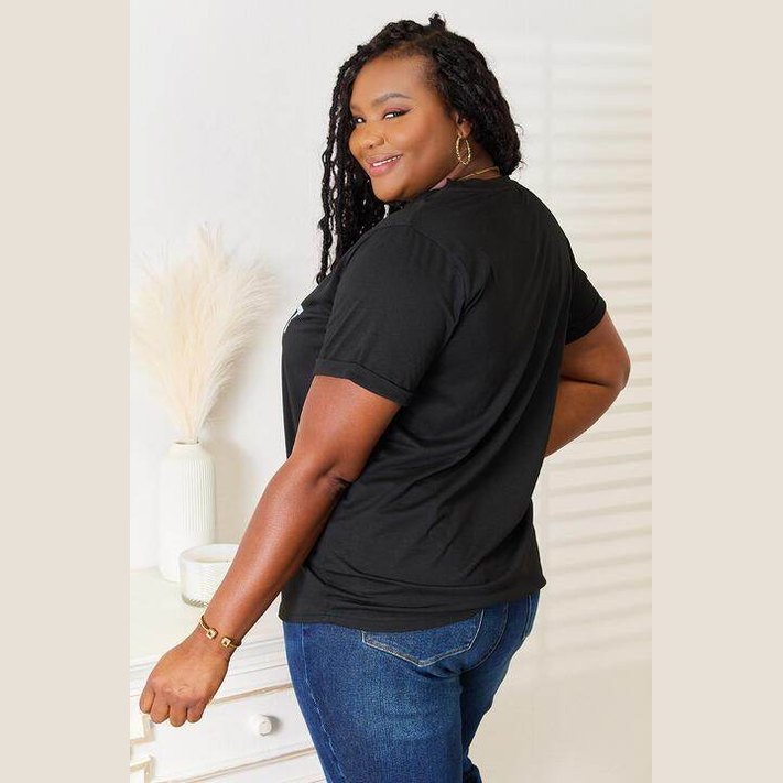 Black Simply Love tee for women featuring a relaxed fit and soft fabric, perfect for casual outfits
