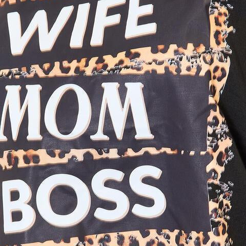 Women's Shirts - T-Shirts Simply Love WIFE MOM BOSS Leopard Graphic T-Shirt